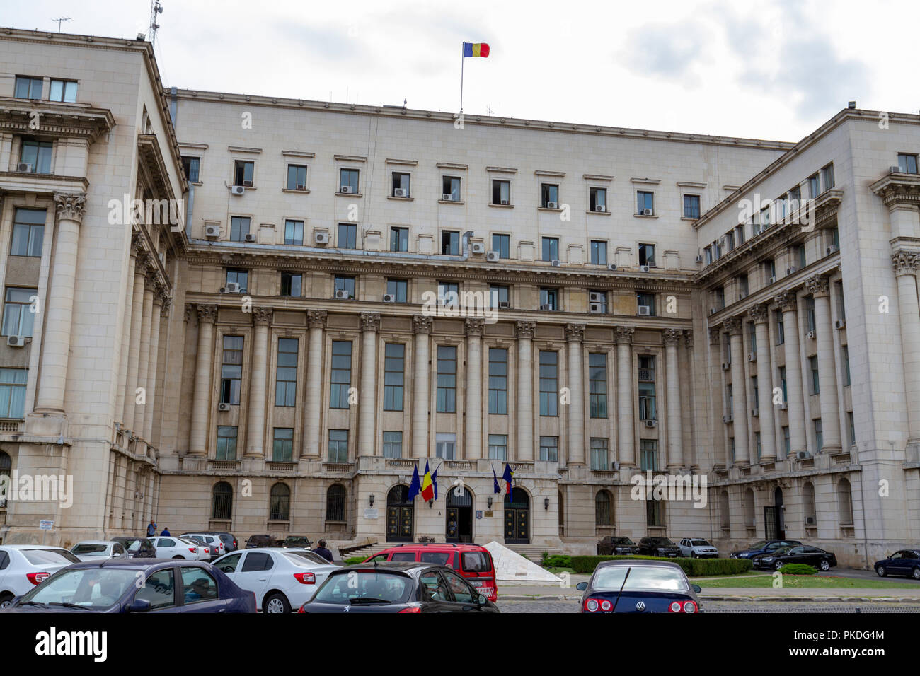 The former Central Committee building, Revolution Square where Nicolae Ceaușescu gave his final speech on 21 December 1989 in Bucharest, Romania. Stock Photo