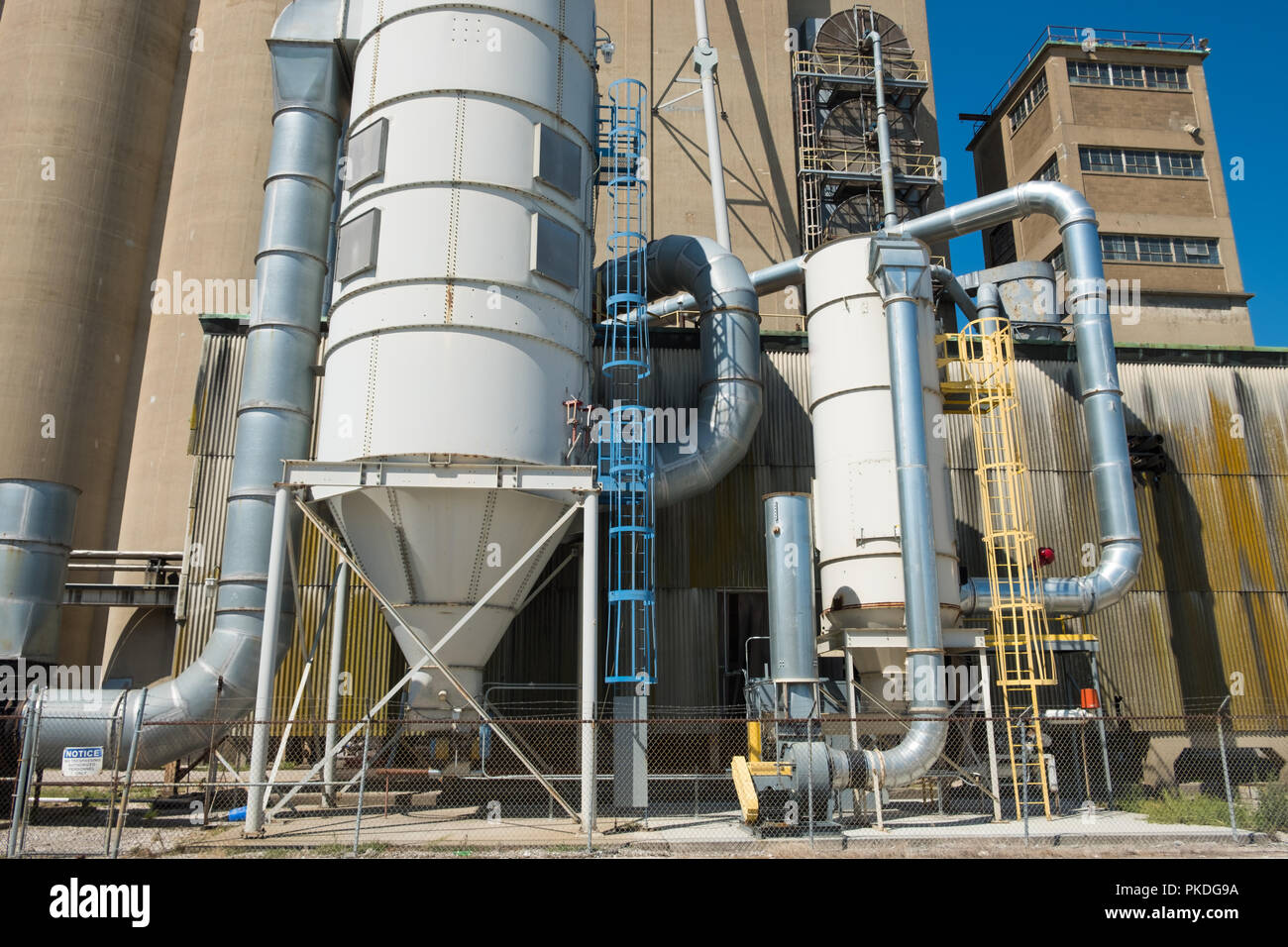 View of section of a grain elevator, an agrarian facility complex used