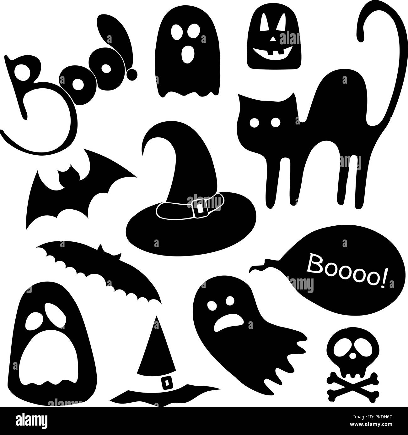 set of characters and icons for Halloween. traditional elements of Halloween. set of vector halloween icons Stock Vector