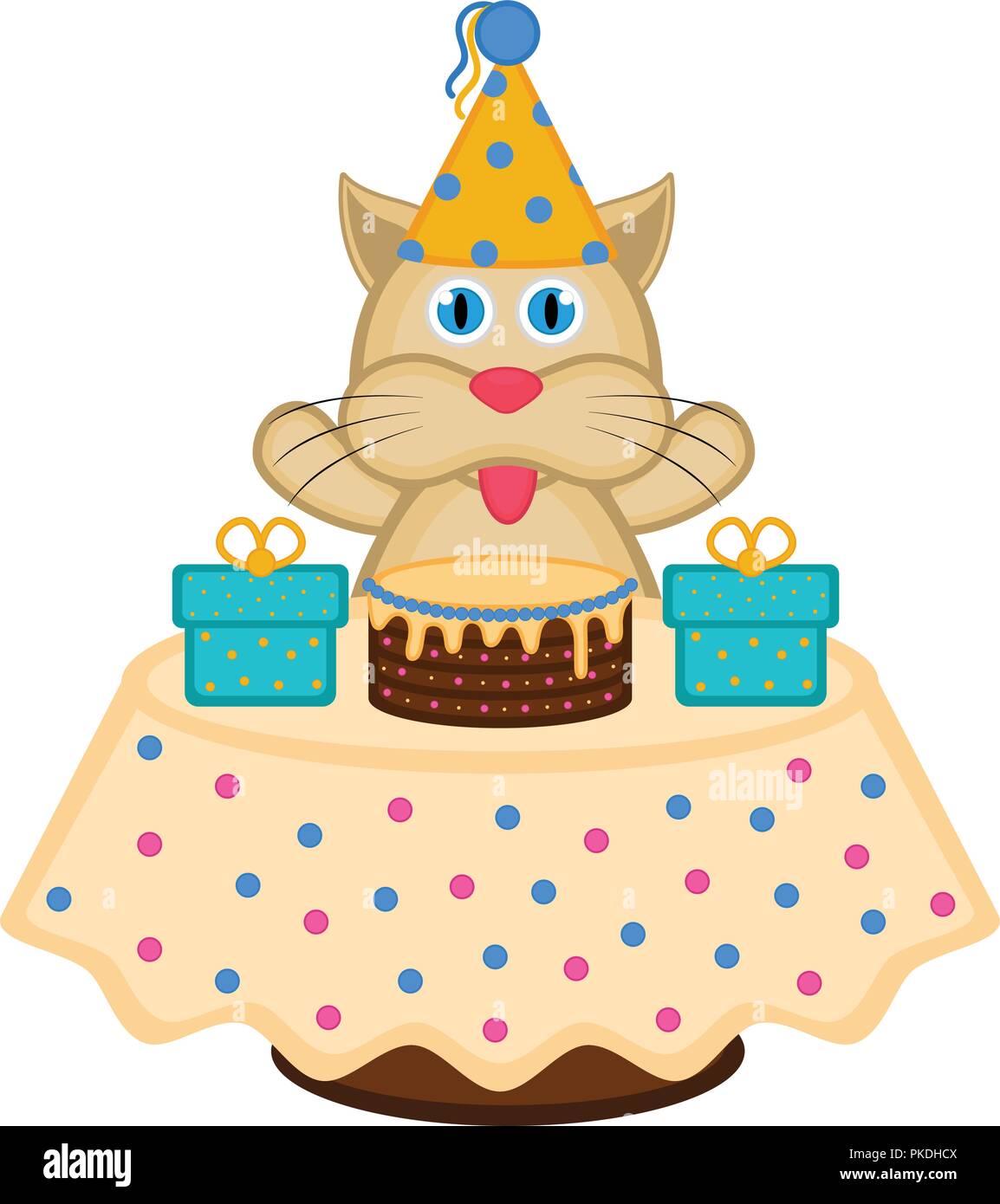 Cute Cat With A Party Hat A Cake And Presents Happy Birthday Vector Illustration Design Stock Vector Image Art Alamy Cute Cat With A Party Hat A Cake And Presents Happy Birthday Vector Illustration Design Stock Vector Image Art Alamy