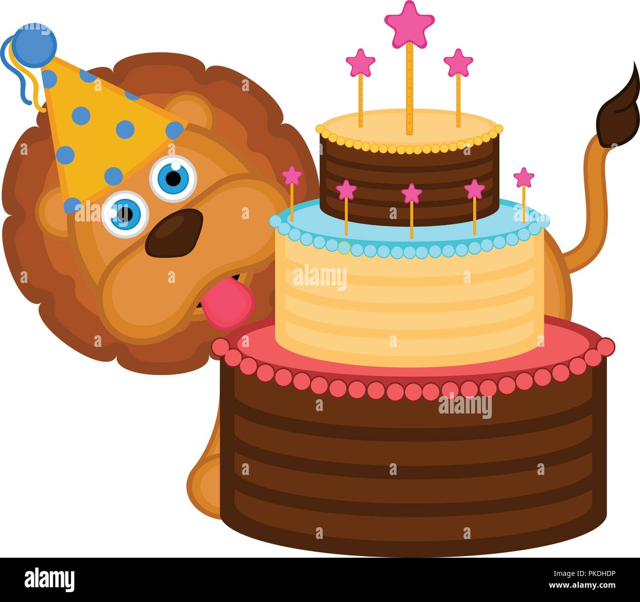Cartoon illustration lion birthday cake hi-res stock photography and ...