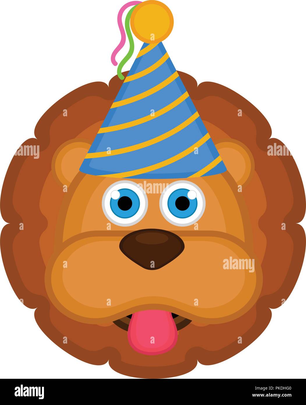 Cute lion with a party hat avatar. Vector illustration design Stock ...