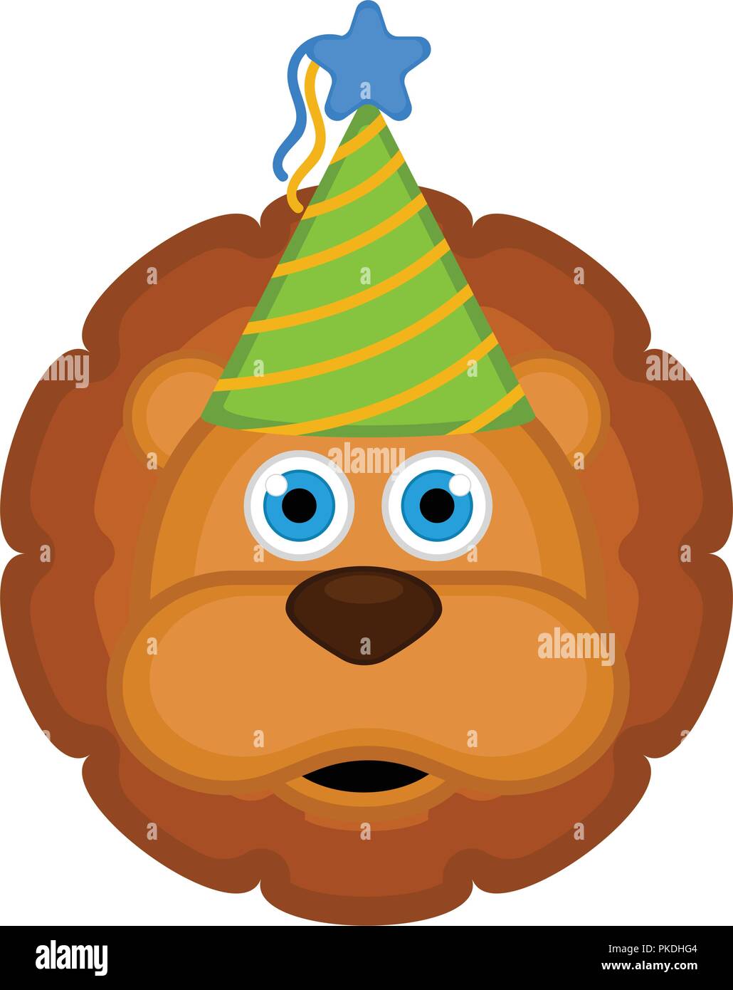 Cute lion with a party hat avatar. Vector illustration design Stock ...