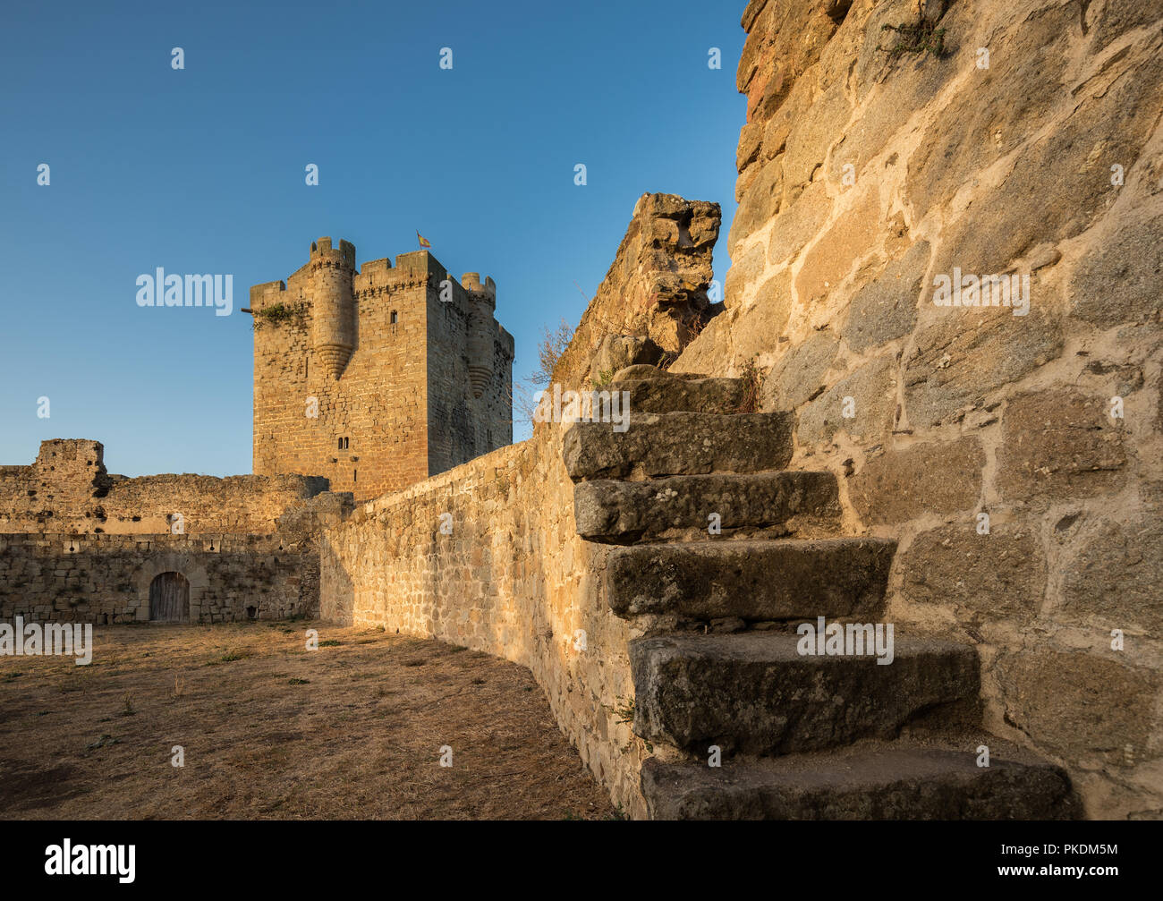 Ancient medieval castle in San Felices de los Gallegos. Spain. Stock Photo