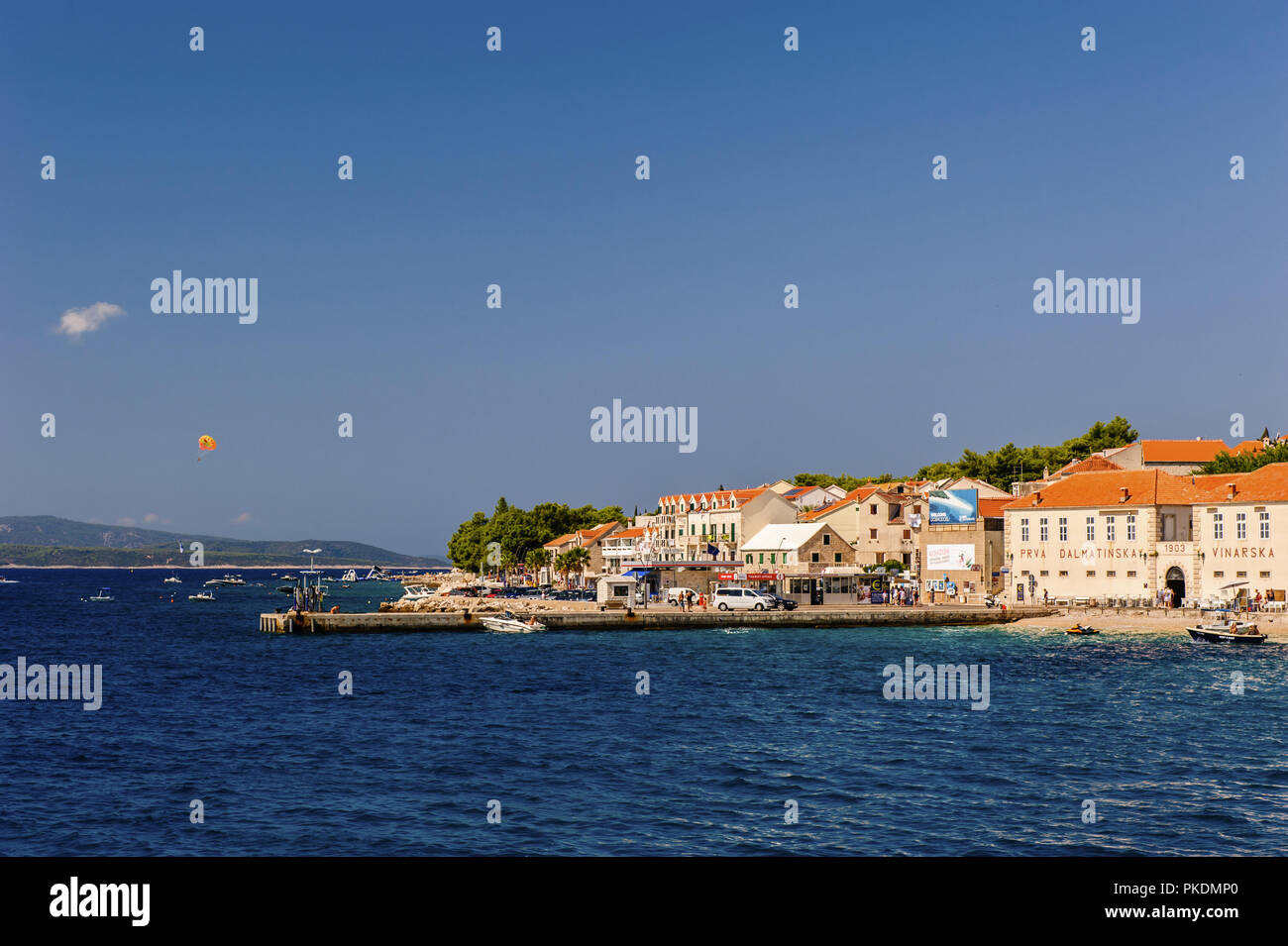 harbor in a small town on the island of Brac Stock Photo