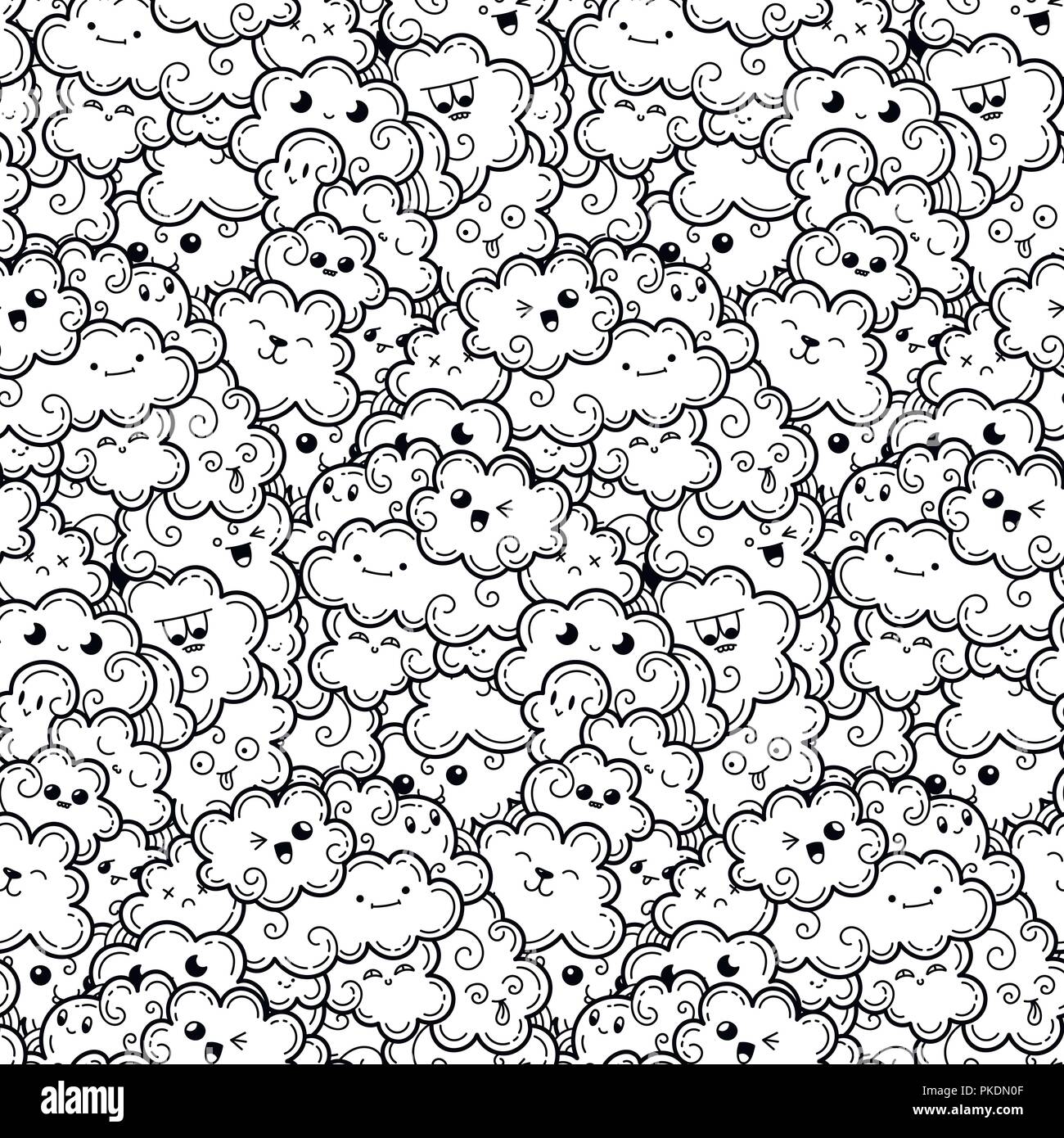 Seamless pattern with funny doodle clouds for prints, designs, cards ...