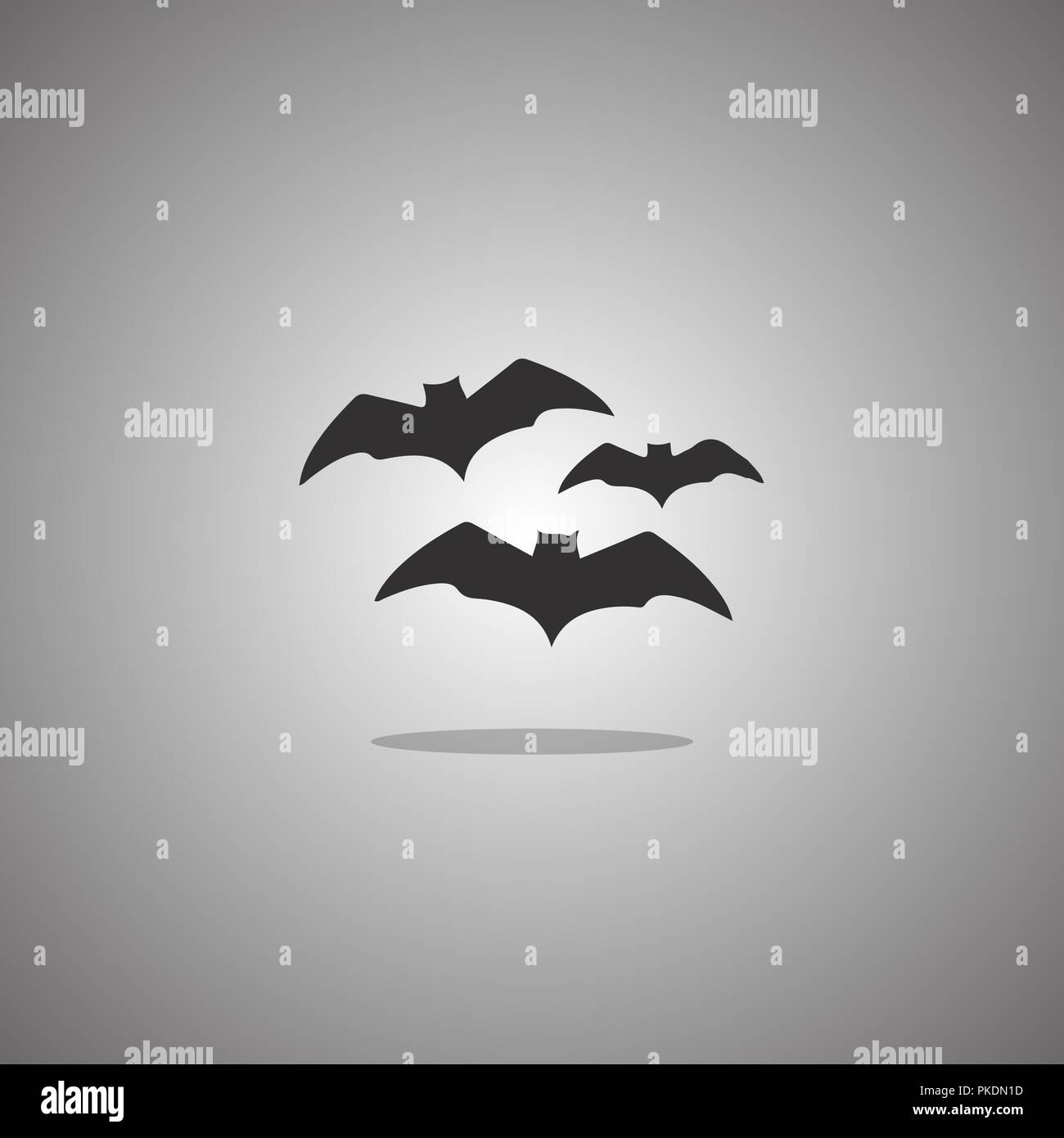 Three bat silhouette. Vector illustration. Isolated white background. Stock Vector
