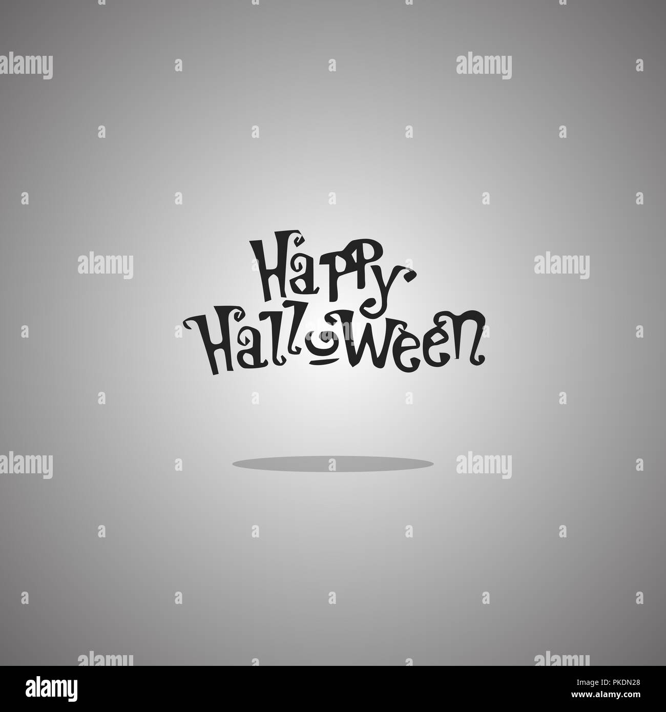 Happy Halloween text. Vector illustration. Gray background with gradient. Stock Vector