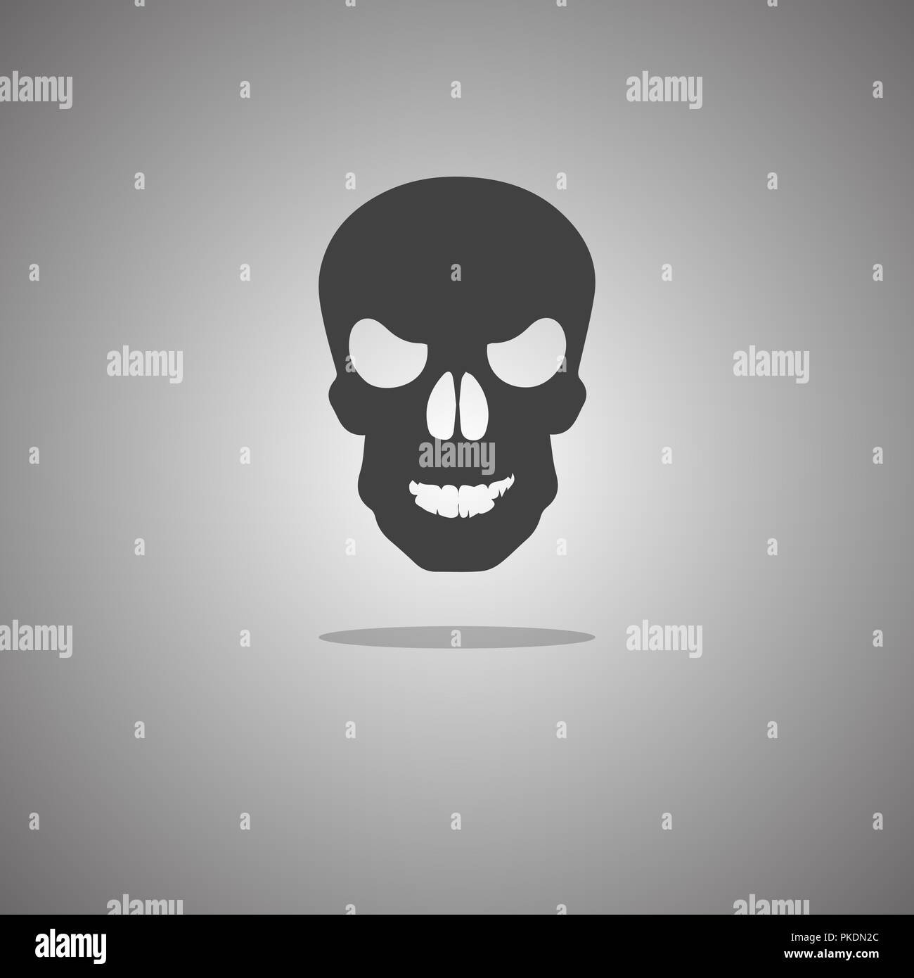 Skull Halloween. Vector illustration. Gray background with gradient. Stock Vector