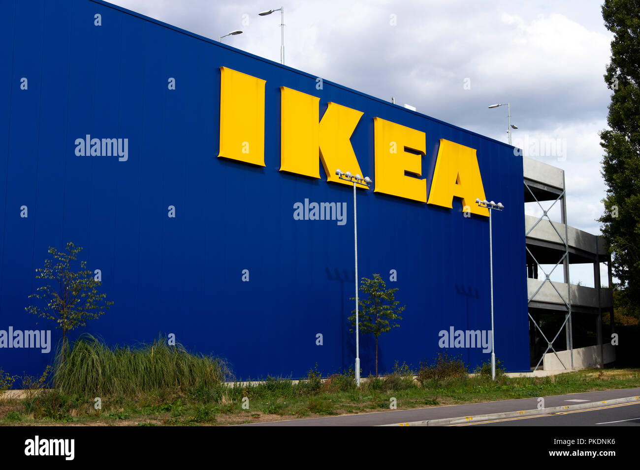 IKEA sign over store, Scandinavian retail chain selling ready to