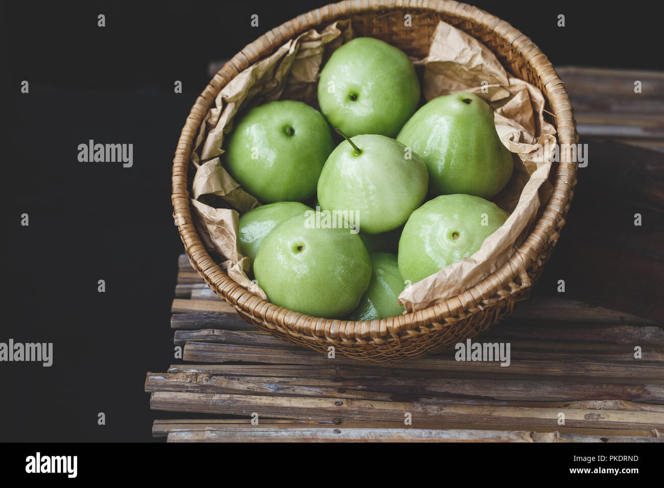 Fresh green mountaint apple fruits Stock Photo