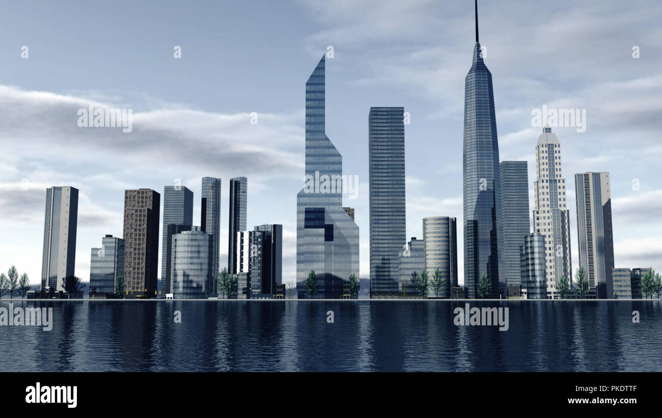 Skyline of a modern city Stock Photo