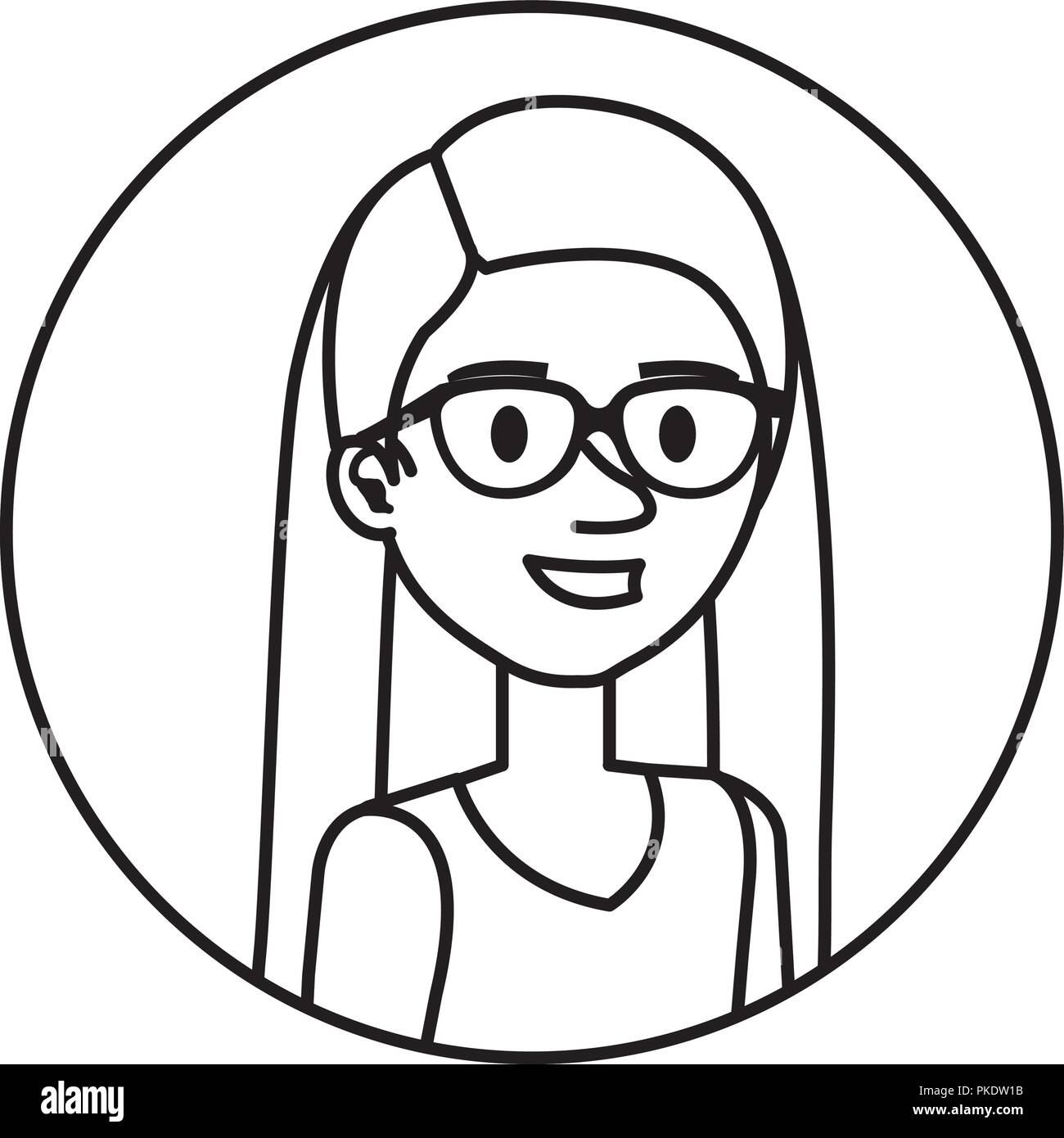 beautiful and young woman with glasses Stock Vector Image & Art - Alamy