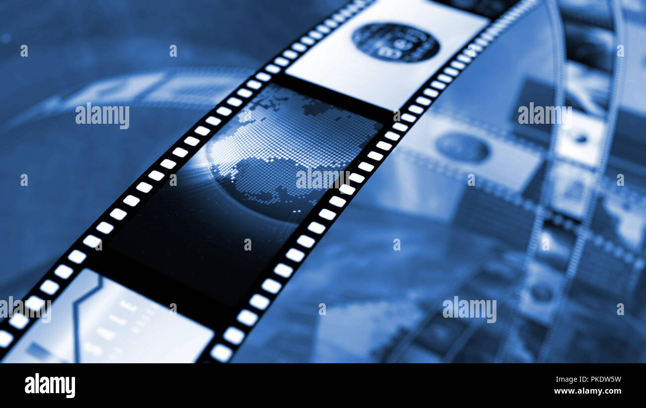 Film reel with stock market images Stock Photo