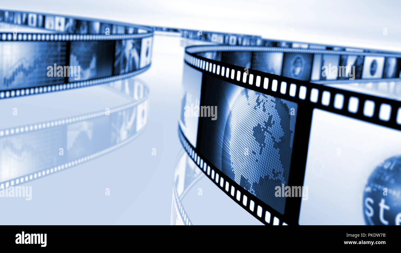 Black and blue film reel Stock Photo