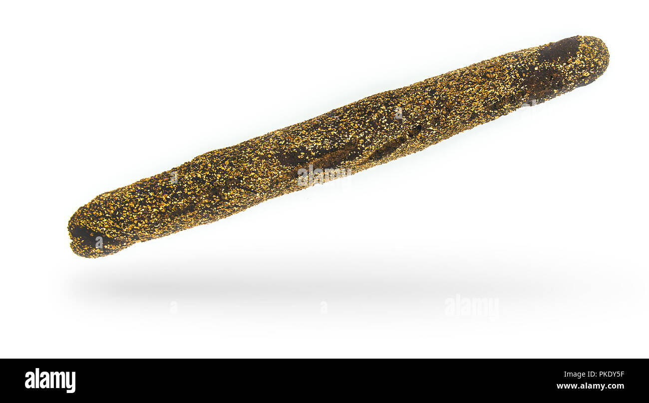 black grain baguette, on white Stock Photo
