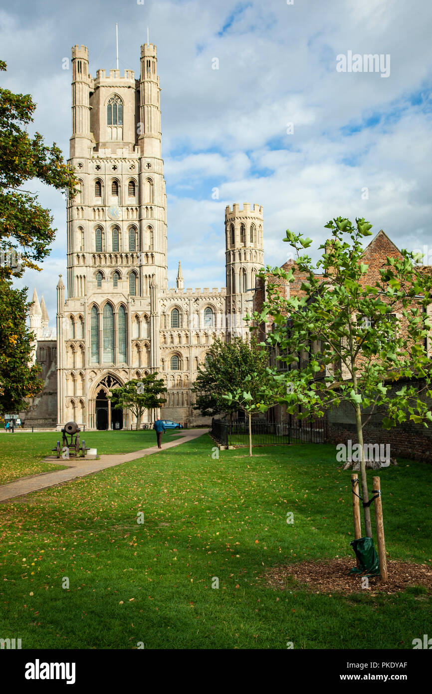 Late summer at Ely Cathedral in Cambridgeshire, England. Stock Photo