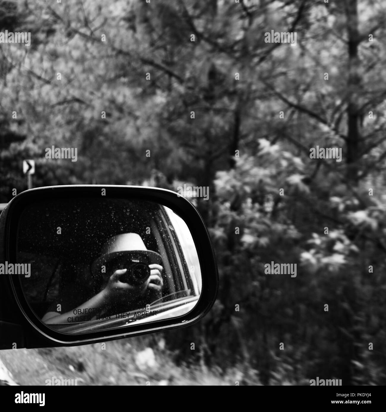 Photographer selfie black and white Stock Photo