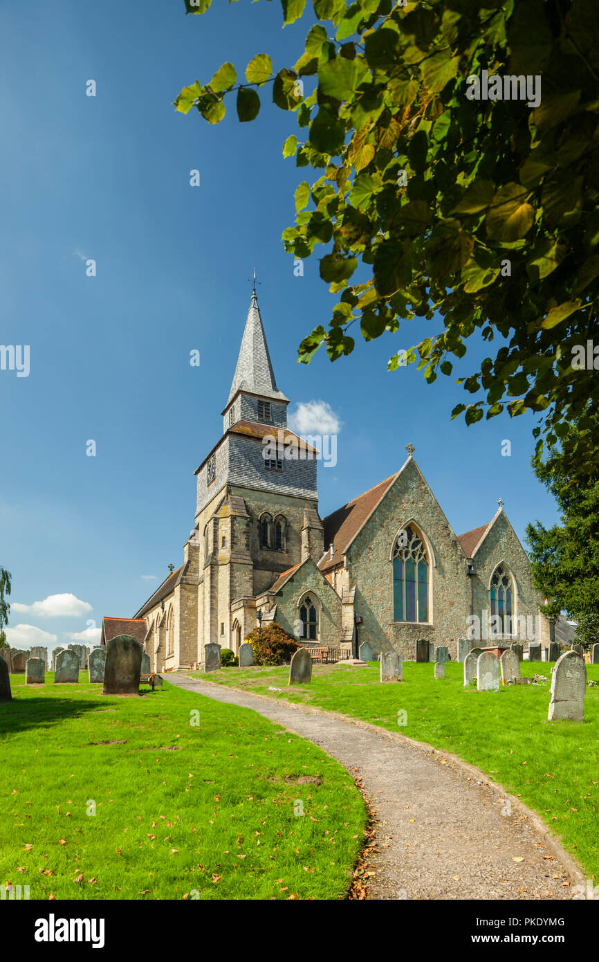St Nicholas church in Godstone village, Surrey, England. Stock Photo
