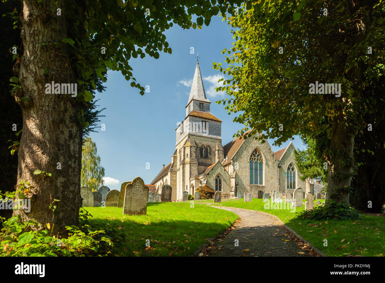 Summer afternoon at Godstone village church, Surrey, England. Stock Photo