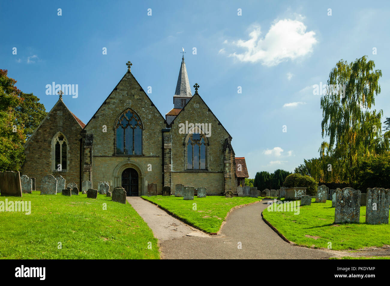 Summer at St Nicholas church in Godstone village, Surrey, England. Stock Photo