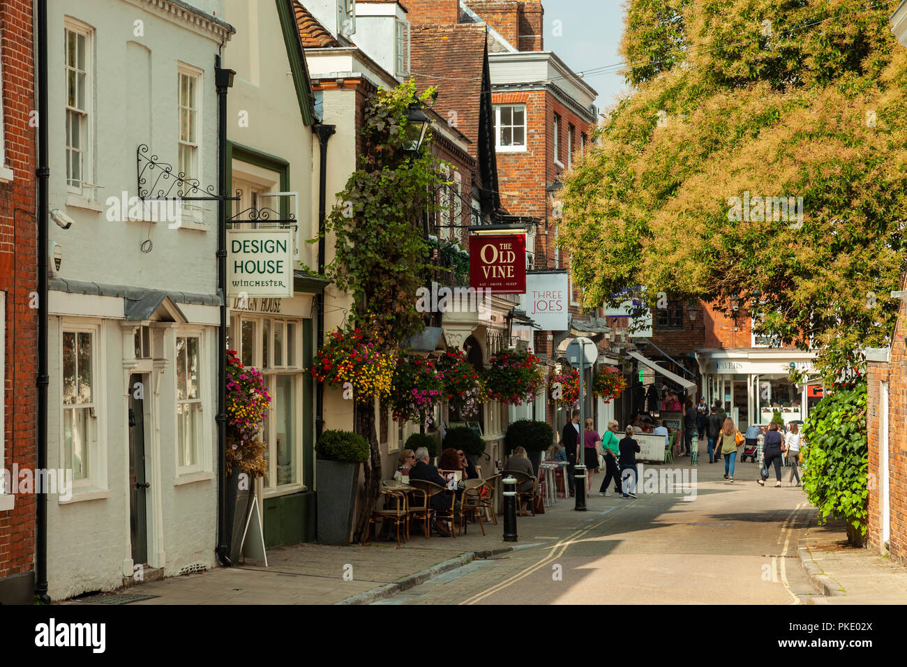 Summer afternoon in Winchester old town, Hampshire, England. Stock Photo