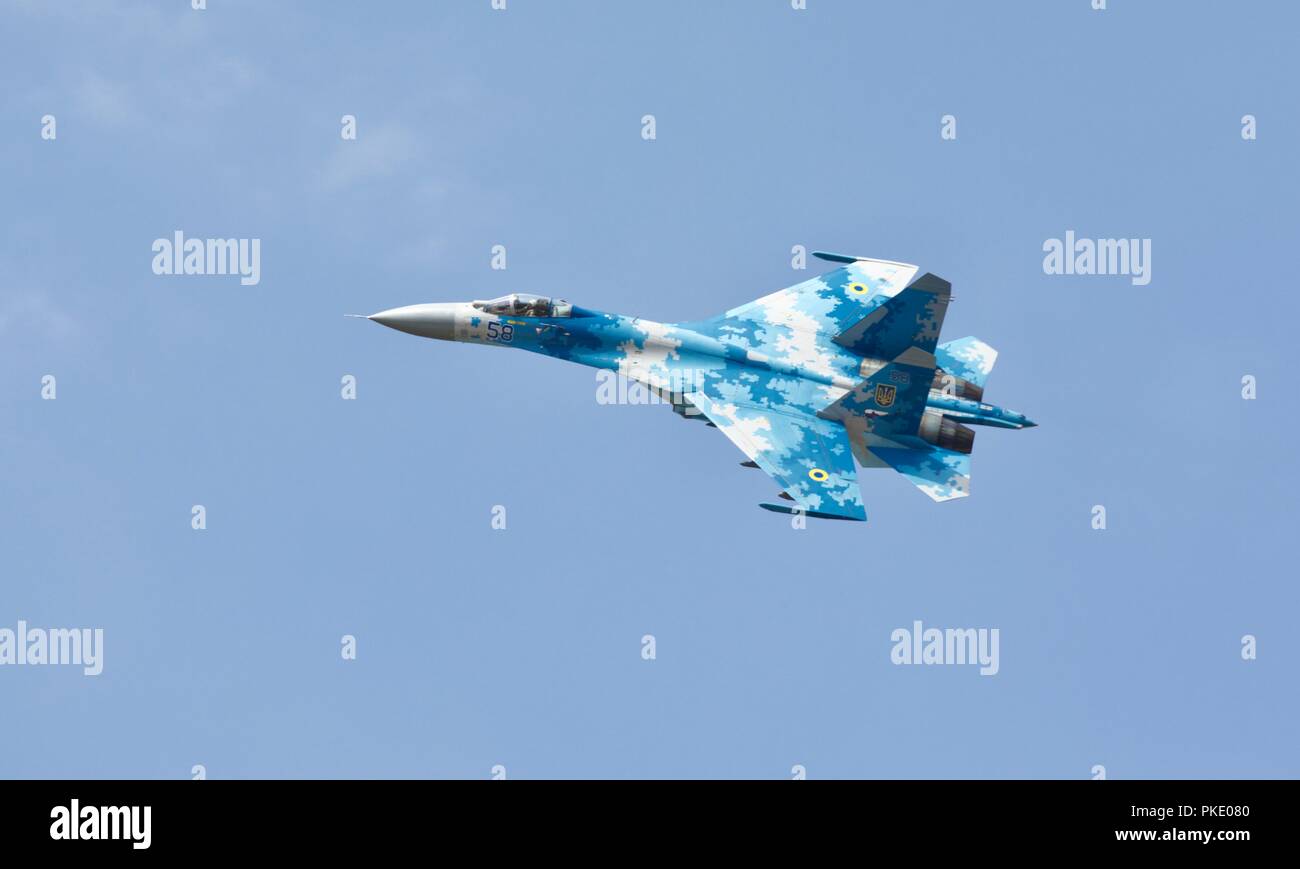Ukrainian Air Force - Sukhoi Su-27 fighter jet codenamed 'Flanker' by NATO Stock Photo