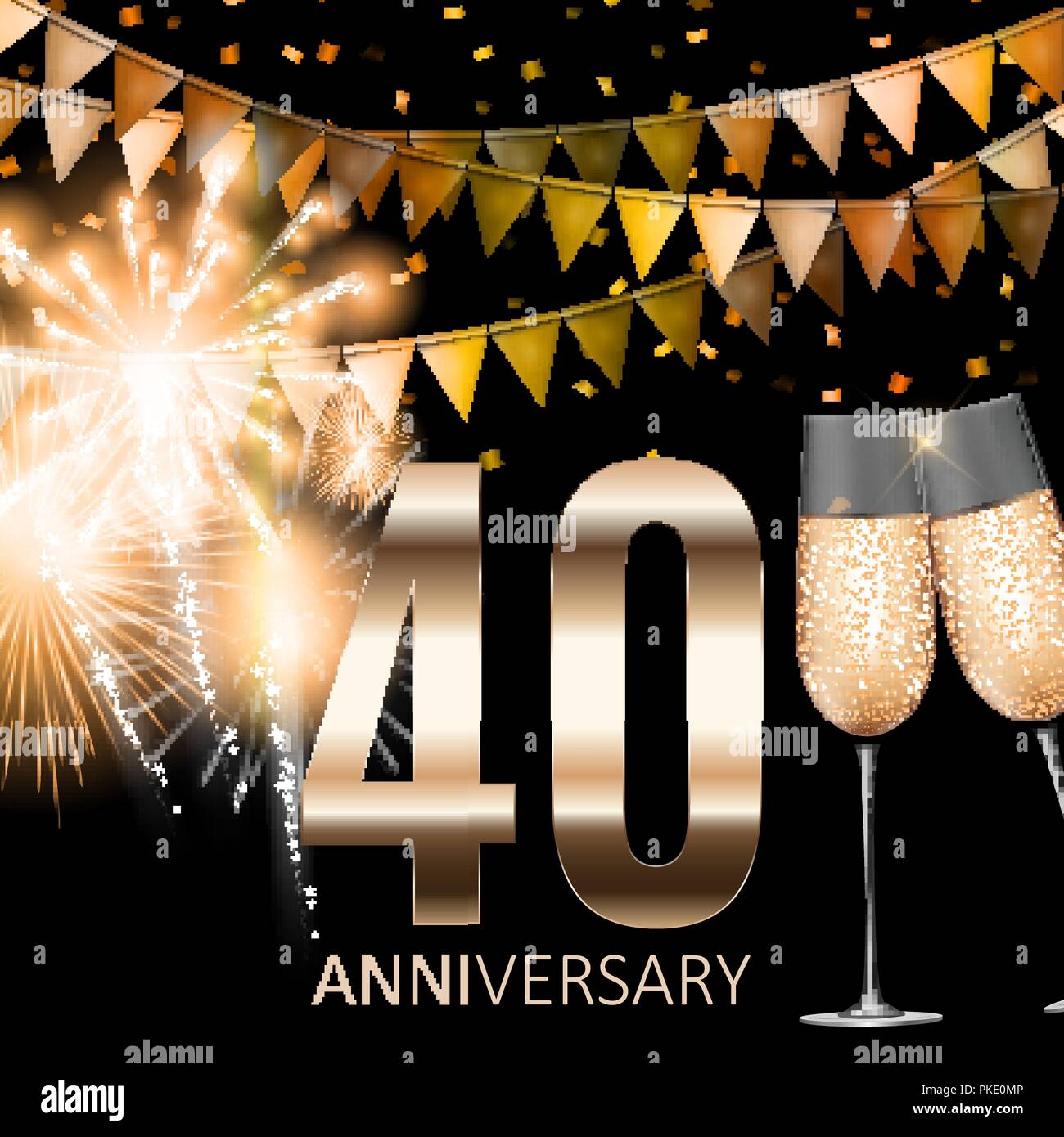 40 Anniversary emblem template design background. Vector Illustration Stock Vector