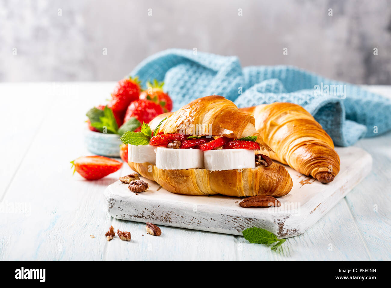 Sandwich croissant with goat cheese Stock Photo Alamy