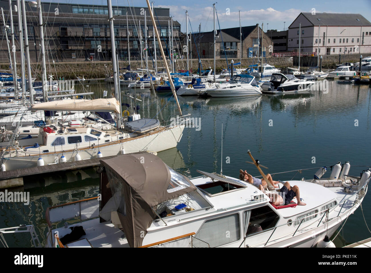 Victoria Dock Marina, Caernarfon (Caernarvon), Gwynedd, Wales Stock Photo