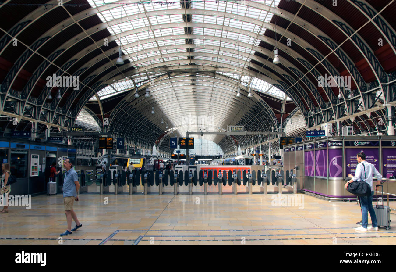 Inside Paddington railway station London August 2018 Stock Photo