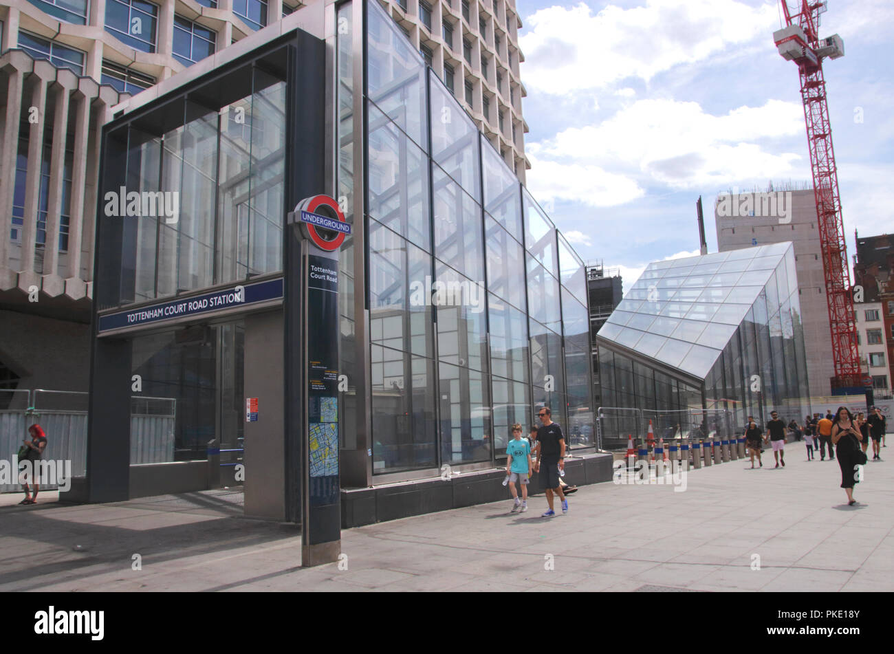 Entrance to new Tottenham Court Road Station London 2018 Stock Photo