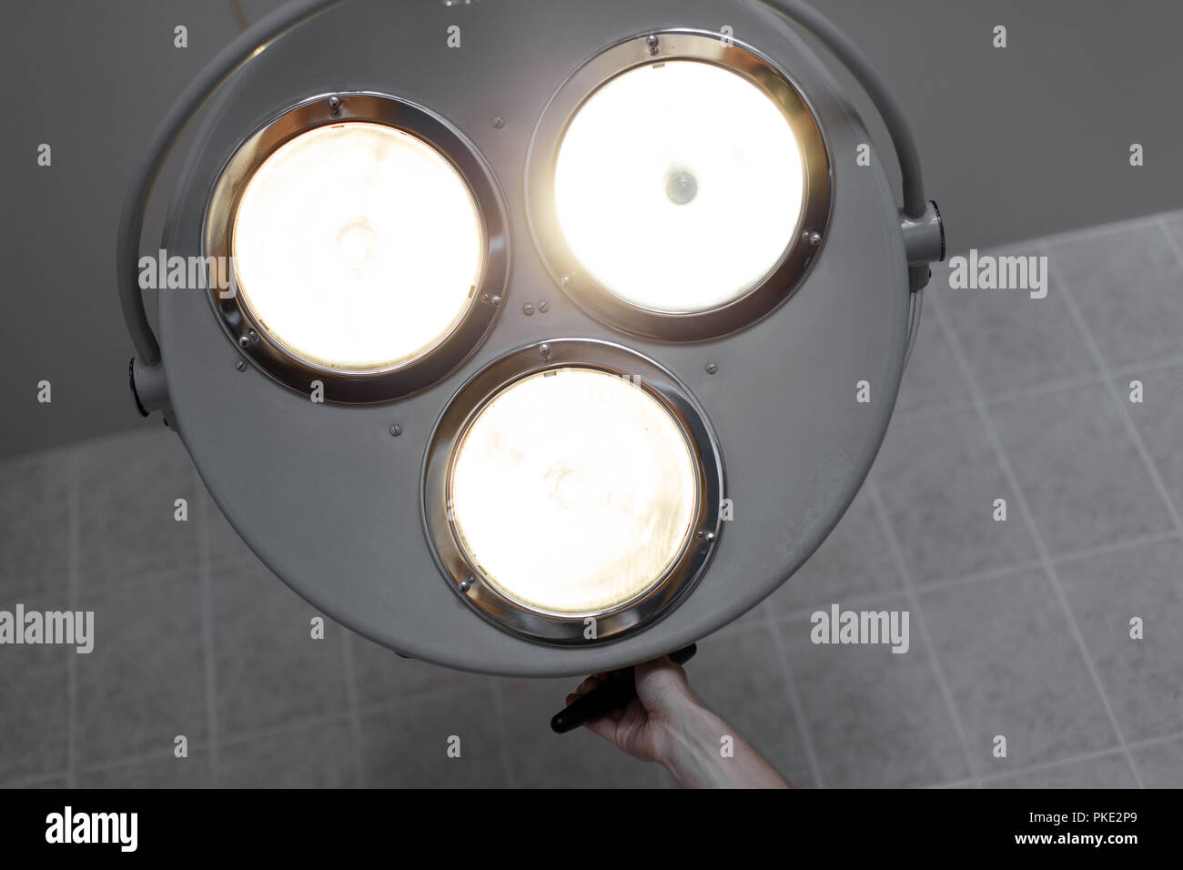 Bright light from the operating lamp. Medical equipment Stock Photo