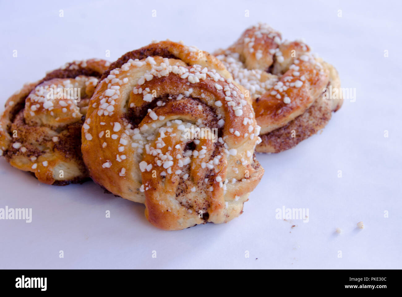 Cinnamon roll buns on a white background Stock Photo