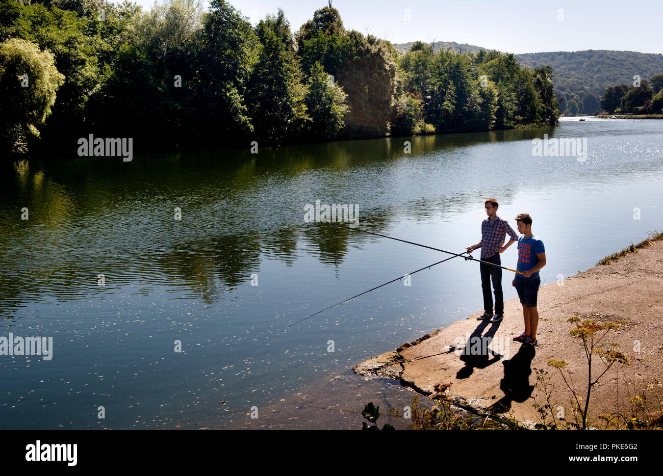 The Meuse river in Wepion, south of Namur (Belgium, 05/09/2013) Stock Photo