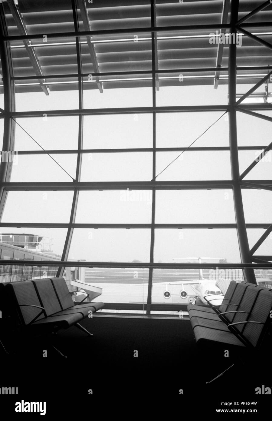 Departure terminal inside the Brussels National Airport in Zaventem (Belgium, 28/04/2004) Stock Photo