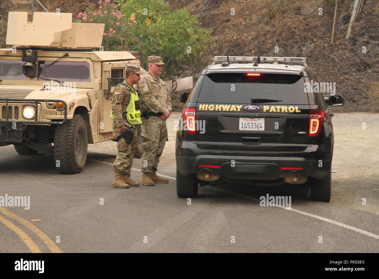 Military police from the California Army National Guard supported law