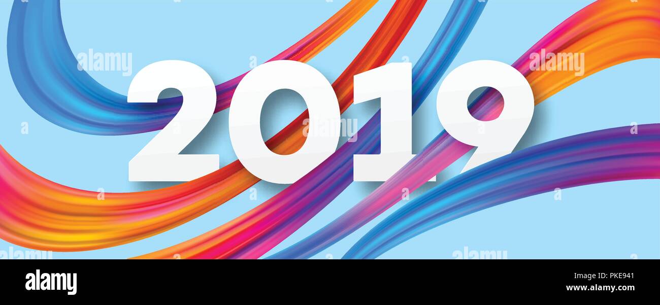 2019 New Year acrylic banner design Stock Vector