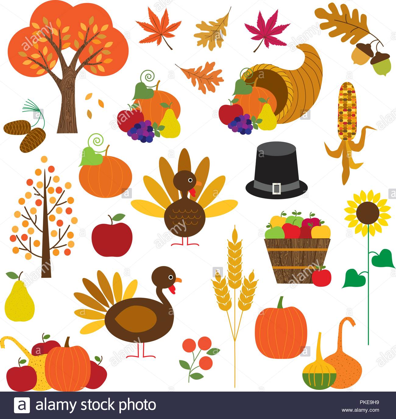 Thanksgiving And Autumn Icons Vector Clipart Stock Vector Art