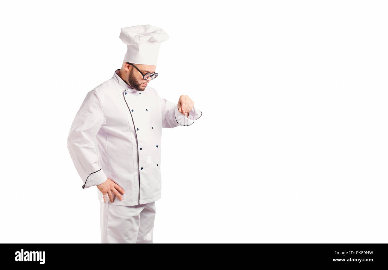 Funny chef with beard cook. Stock Photo