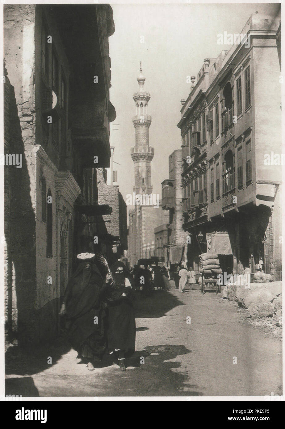 Vintage postcard view of al-Mu’izz Street Cairo Egypt photographed by the Austrian photographer Rudolf Lehnert in 1924 Stock Photo