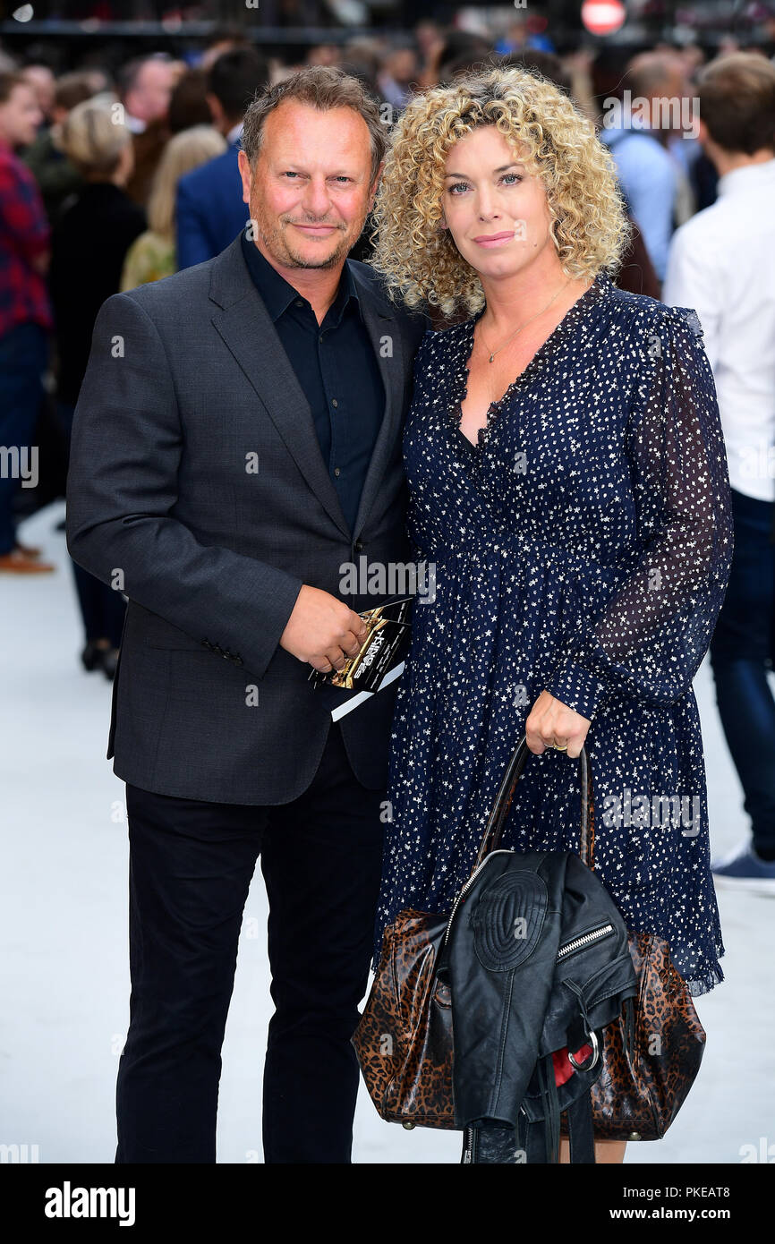 Neil Stuke and wife Sally Ann Stuke arriving for the King of Thieves