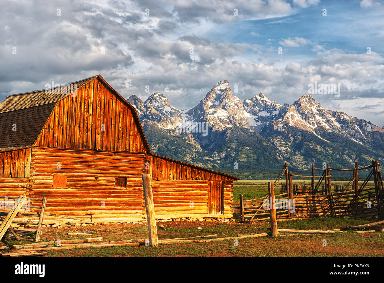 Grand Teton National Park, Mormom Row, Teton Range, Wyoming, United States of America Stock Photo