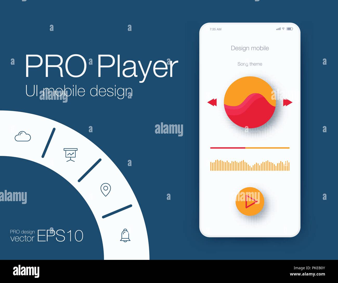 UI audio player templates templates in vector with design elements Stock Vector