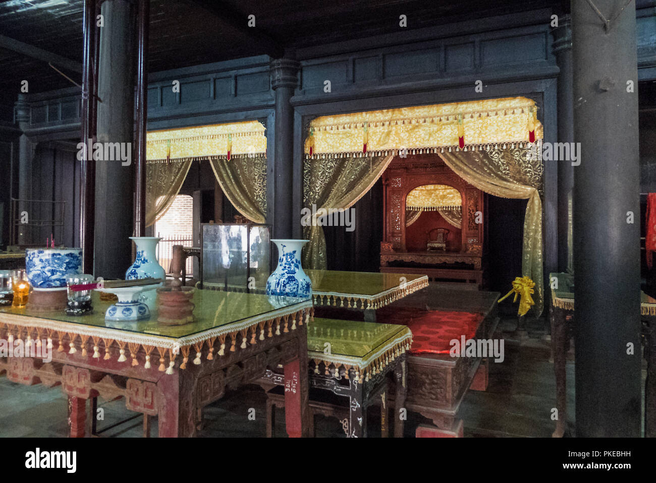 Interior of Hoa Khiem palace, Tu Duc mausoleum, Hue, Viet Nam Stock Photo