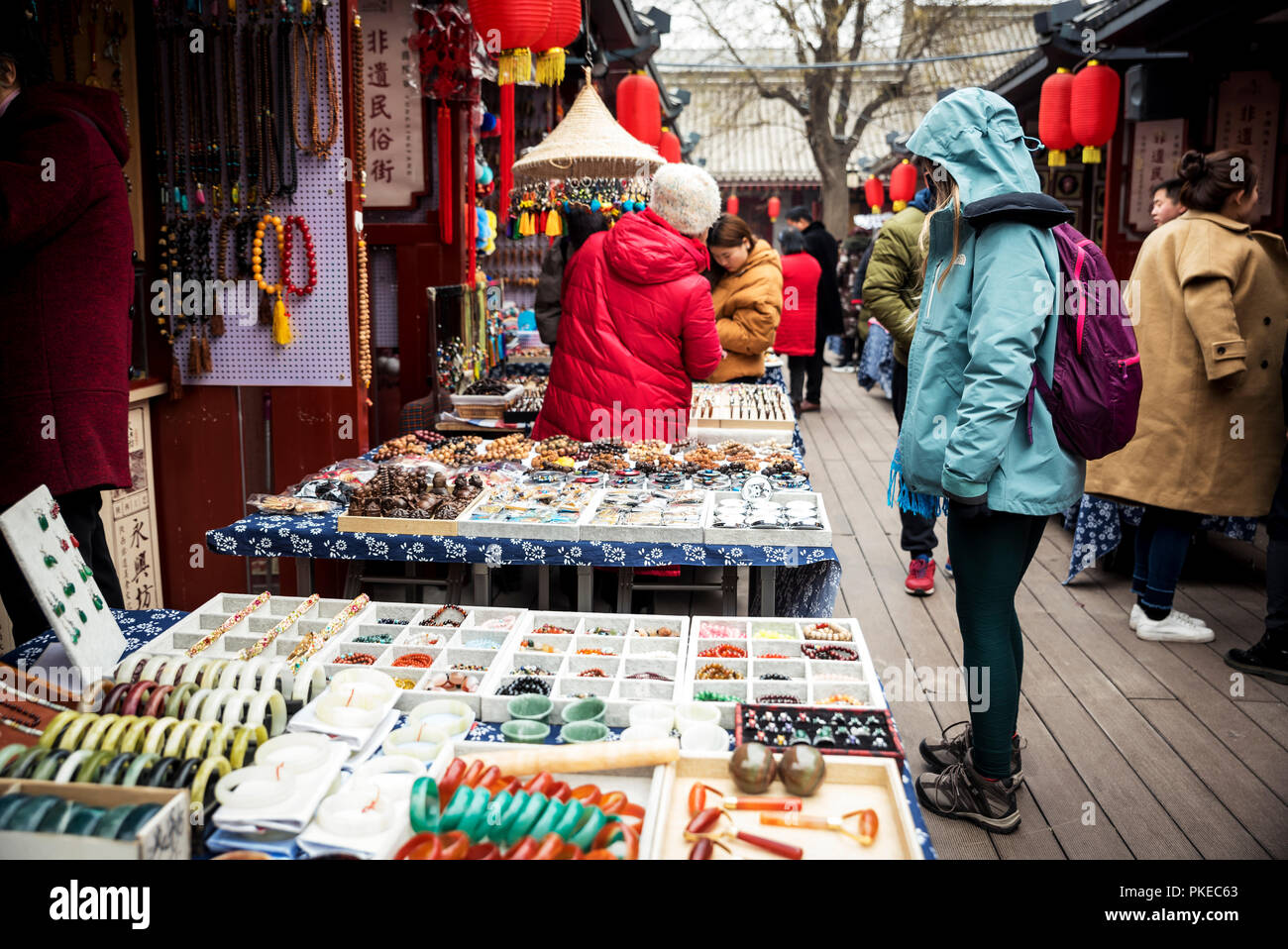 Souvenirs for sale at the Northwest Antiques Market; Xian, Shaanxi Province, China Stock Photo
