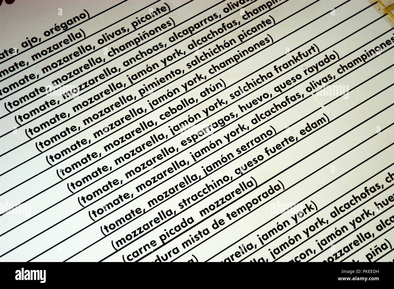 List of pizza toppings in french hires stock photography and images