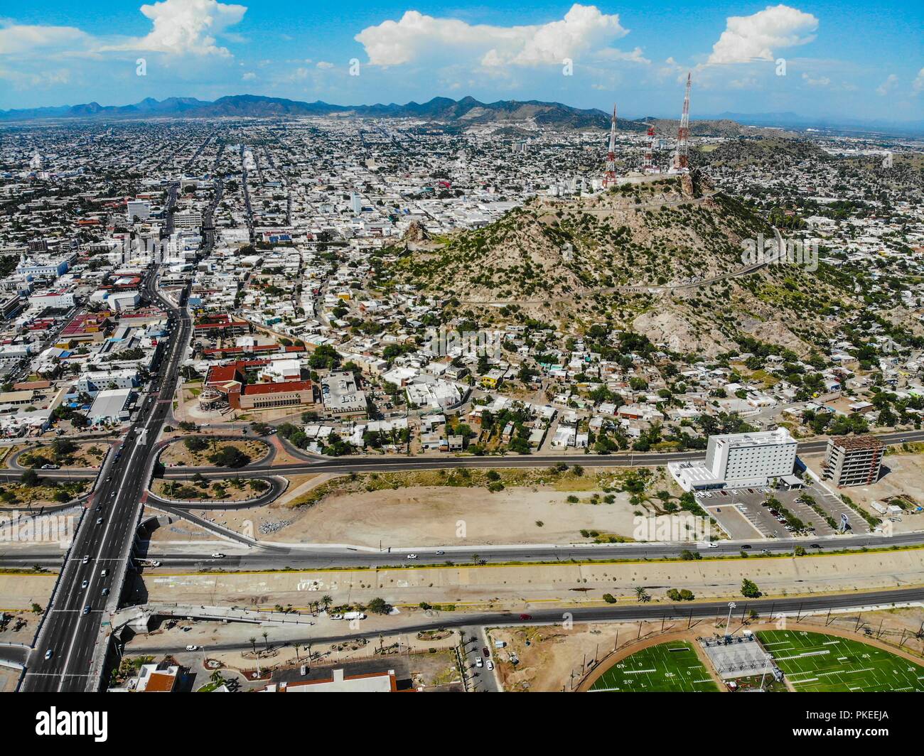 Paisaje urbano, paisaje de la ciudad de Hermosillo, Sonora, Mexico
