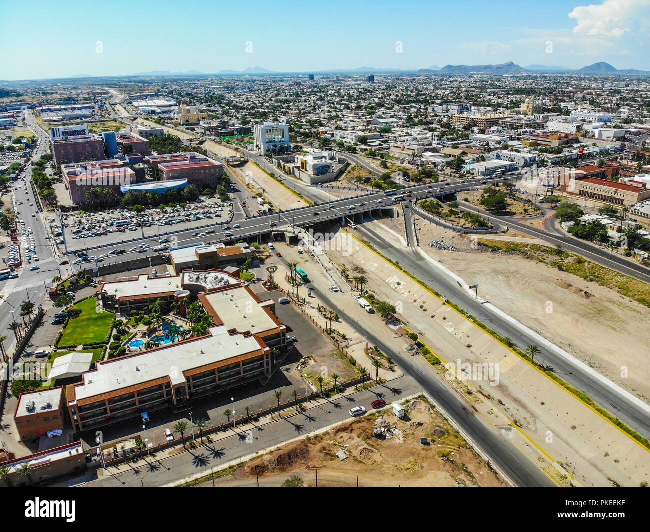 Paisaje urbano, paisaje de la ciudad de Hermosillo, Sonora, Mexico