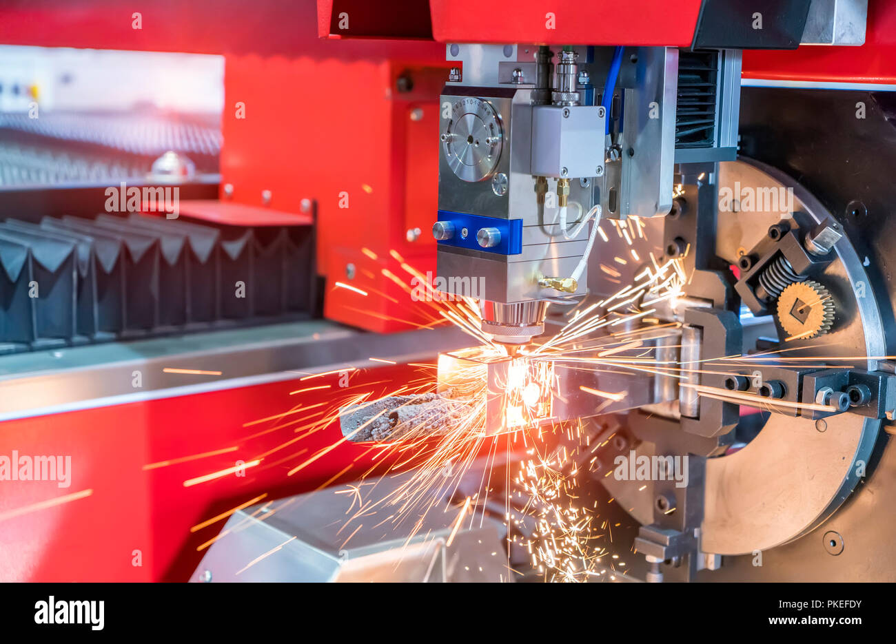 laser cutting machine controller by CNC program Stock Photo Alamy
